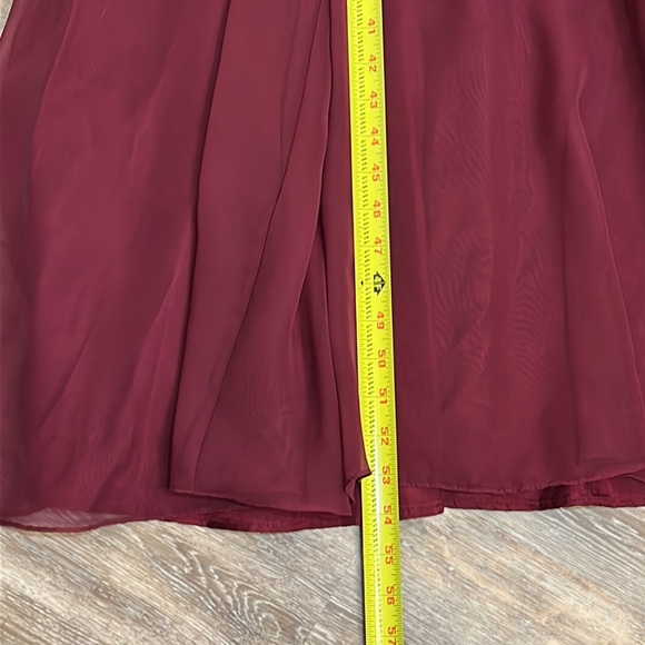 Michaelangelo Burgundy Dress Chiffon Wide Strap Dramatic Shoulder Trains Size 10 - Picture 10 of 14